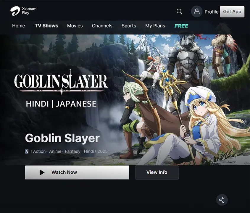 Goblin Slayer Hindi Dub on Airel Xstream