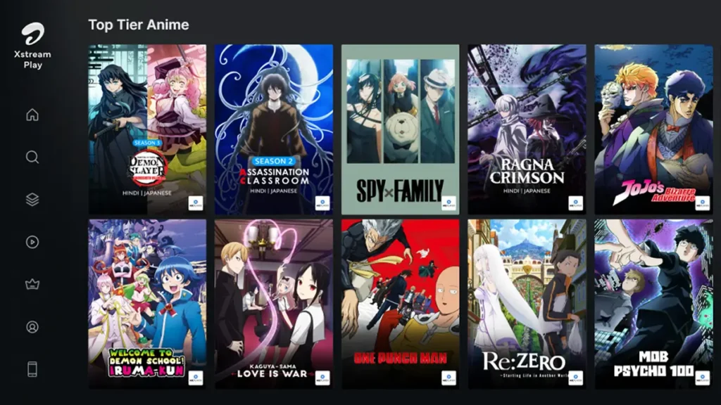 Anime on Airtel Xstream Play (MX Player Channel)