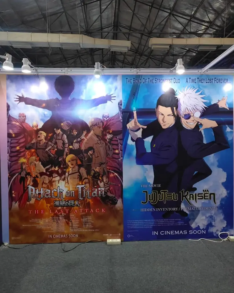 Jujutsu Kaisen Hidden Inventory Movie and Attack on Titan The Last Attack Movie Coming Soon Posters at Anime India 2025 (Mumbai)